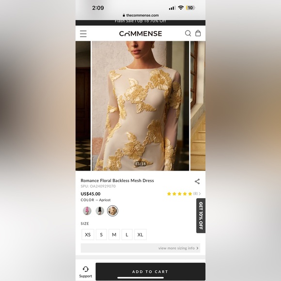 Commense Apricot Floral Mesh Dress - Picture 4 of 5